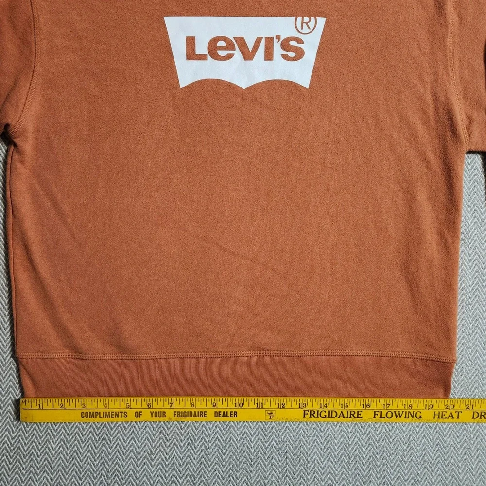 Levis Mens Batwing Logo Crewneck Sweatshirt Rust Orange Large Pullover Fleece